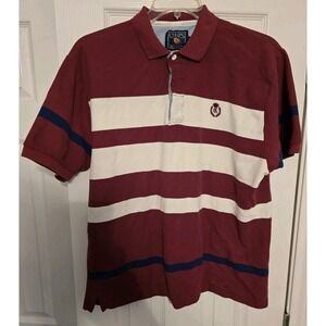 Chaps Ralph Lauren Polo Shirt Mens Large Striped Vintage Made In USA Flaws